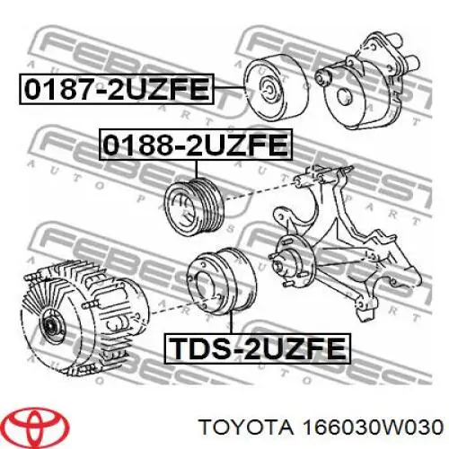 Натяжний ролик Toyota 166030W030 ціна, від 42.22 USD