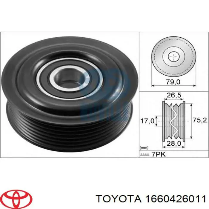 Купити 1660426011 Toyota Ролик приводного ременя, паразитний