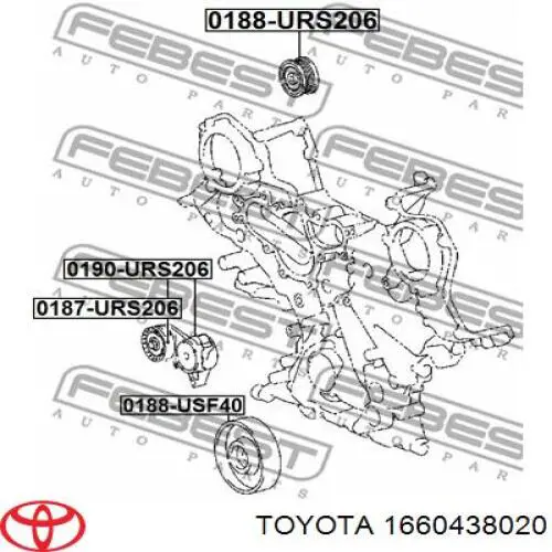 Ролик приводного ременя, паразитний Toyota 1660438020 ціна, від 42.71 USD