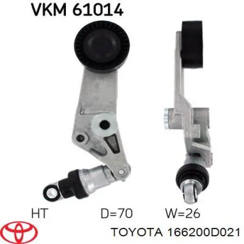 Натягувач приводного ременя Toyota 166200D021 ціна, від 38.80 USD