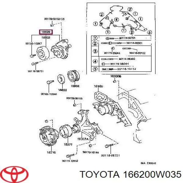 Натягувач приводного ременя Toyota 166200W035 ціна, від 64.39 USD