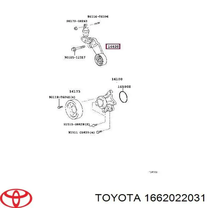 Натягувач приводного ременя 1662022031 Toyota