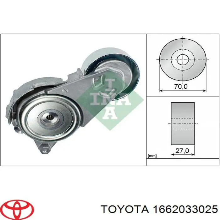 Натягувач приводного ременя Toyota 1662033025 ціна, від 39.74 USD