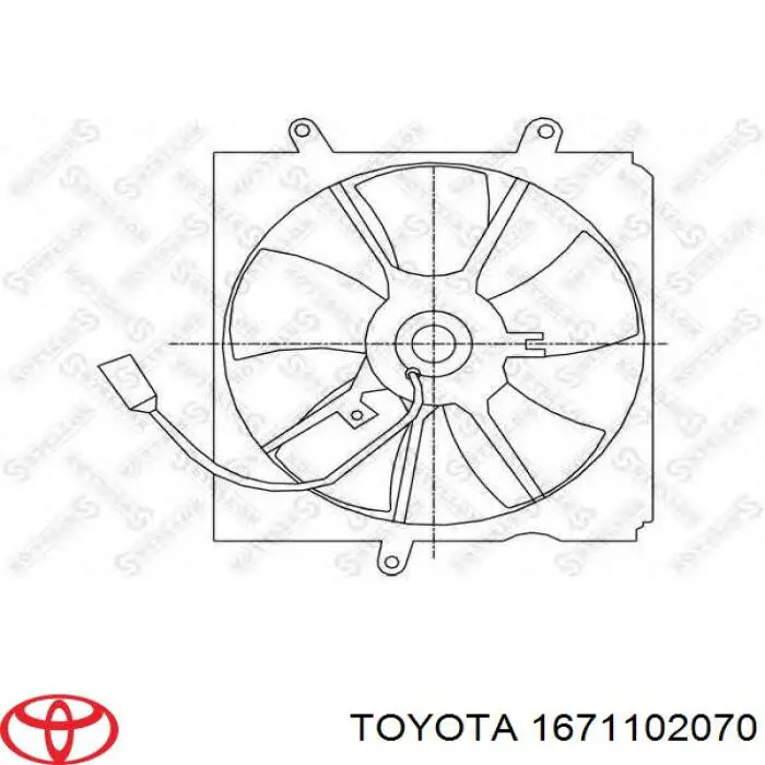 Дифузор радіатора охолодження, в зборі з двигуном і крильчаткою 1671102070 Toyota