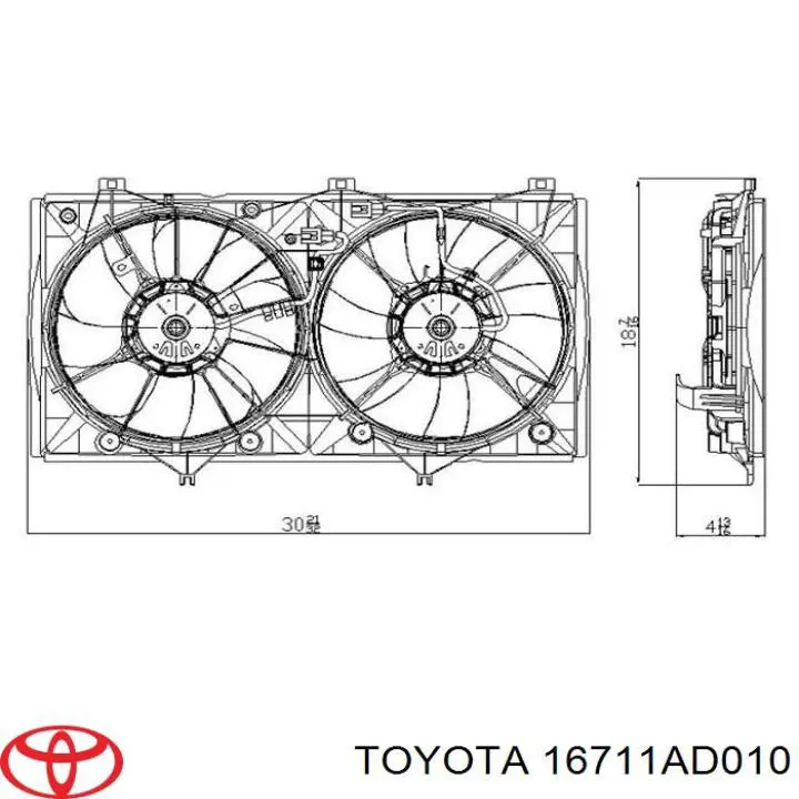 Дифузор (кожух) радіатора охолодження 16711AD010 Toyota