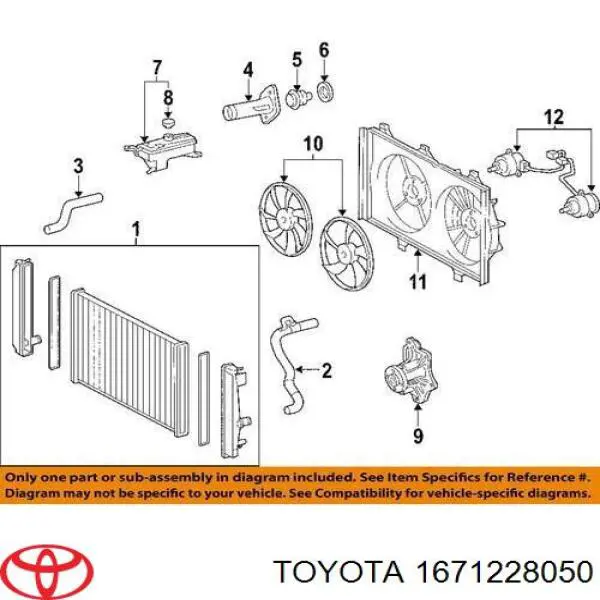 Дифузор (кожух) радіатора кондиціонера Toyota 1671228050 ціна, від 84.65 USD