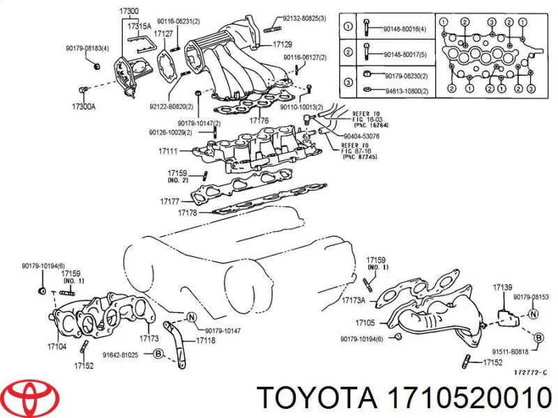 Купити 1710520010 Toyota Колектор випускний, лівий