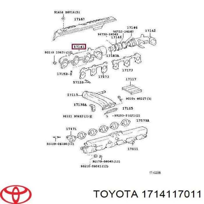 Газопроводи (колектор випускний) Toyota 1714117011 ціна, від 261.49 USD