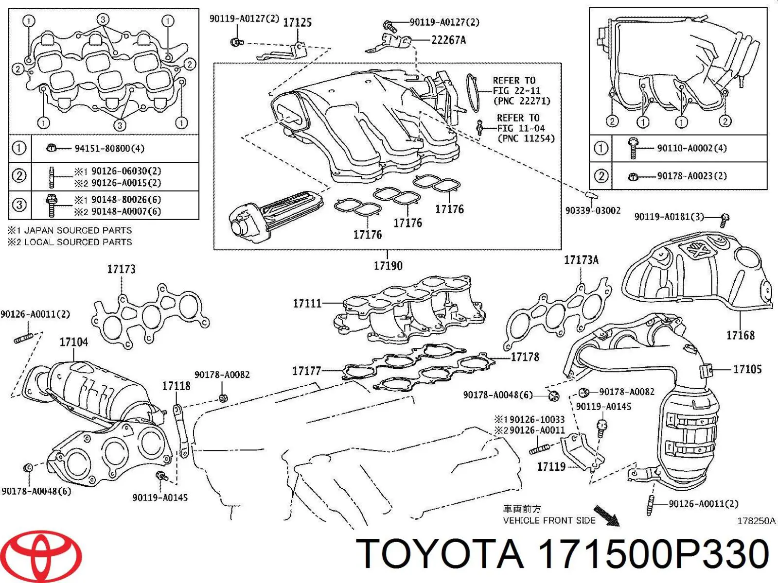 Конвертор-каталізатор (каталітичний нейтралізатор) Toyota 171500P330 ціна, від 586.07 USD
