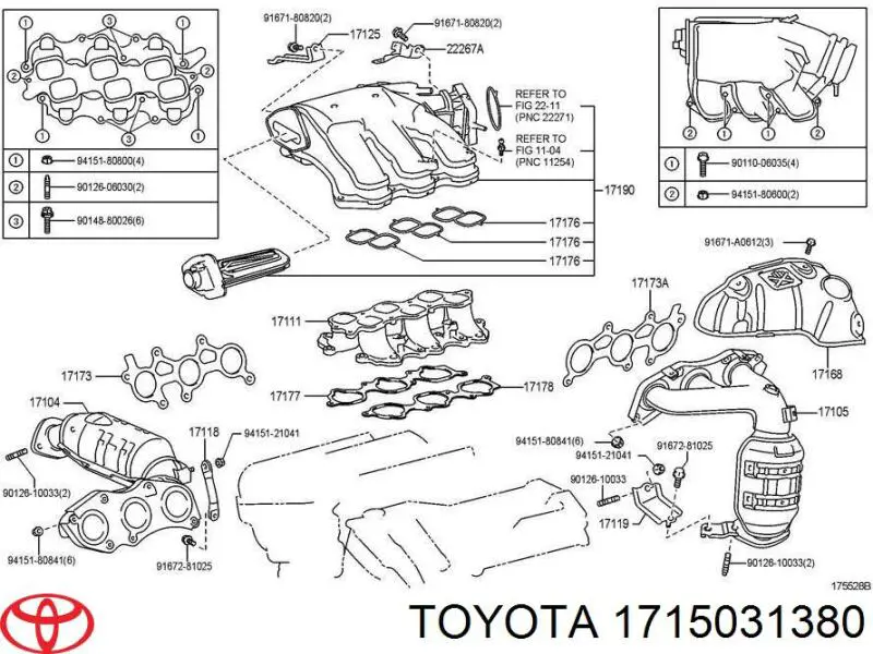 1715031380 Toyota Колектор випускний, лівий