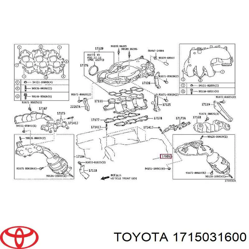 1715031600 Toyota Колектор випускний, лівий