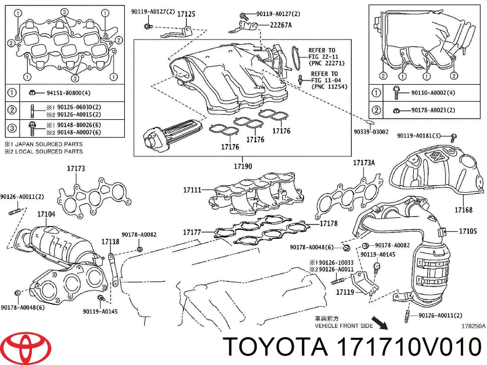 Прокладка впускного колектора Toyota 171710V010 ціна, від 13.49 USD
