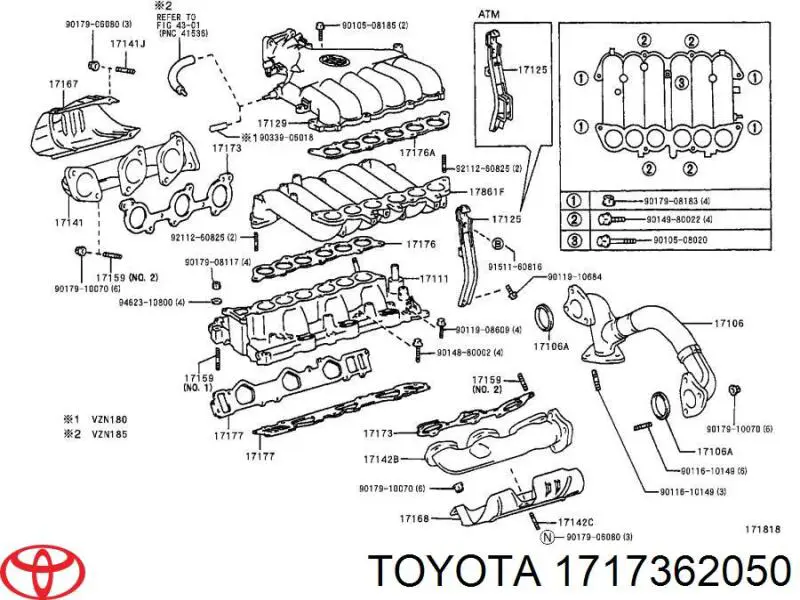 Прокладка випускного колектора Toyota 1717362050 ціна, від 70.69 USD