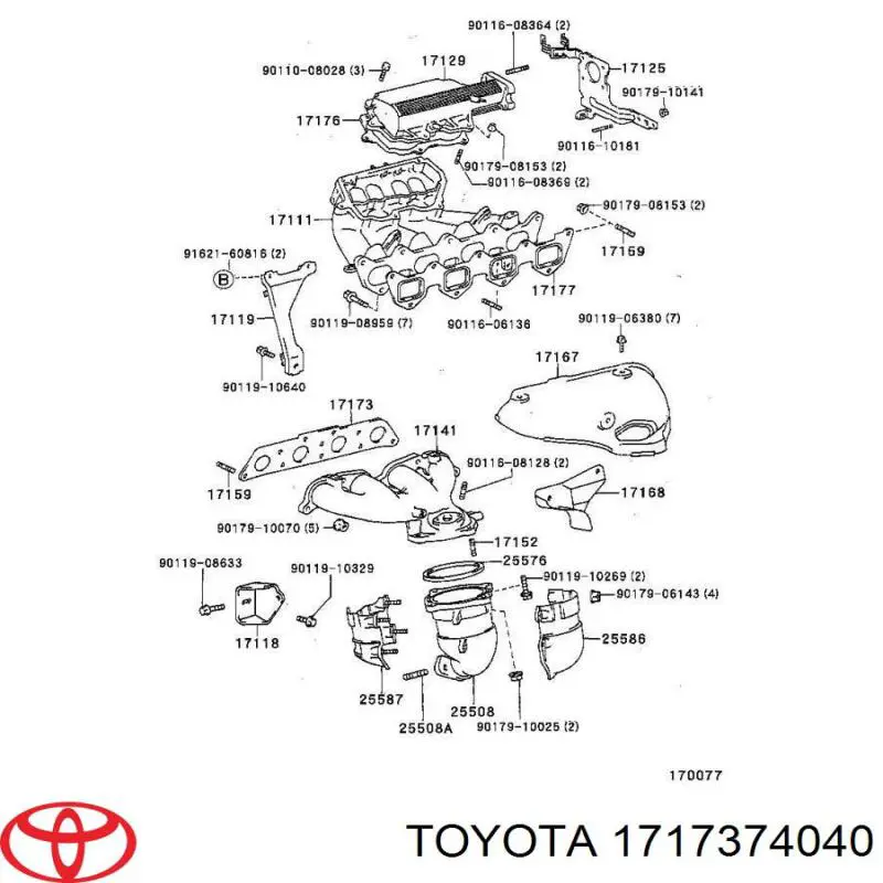 Прокладка колектора на Toyota RAV4 I XA