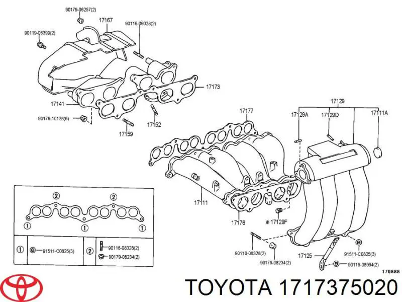 1717375020 Toyota прокладка випускного колектора