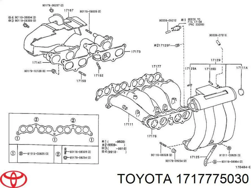 Прокладка впускного колектора Toyota 1717775030 ціна, від 4.99 USD