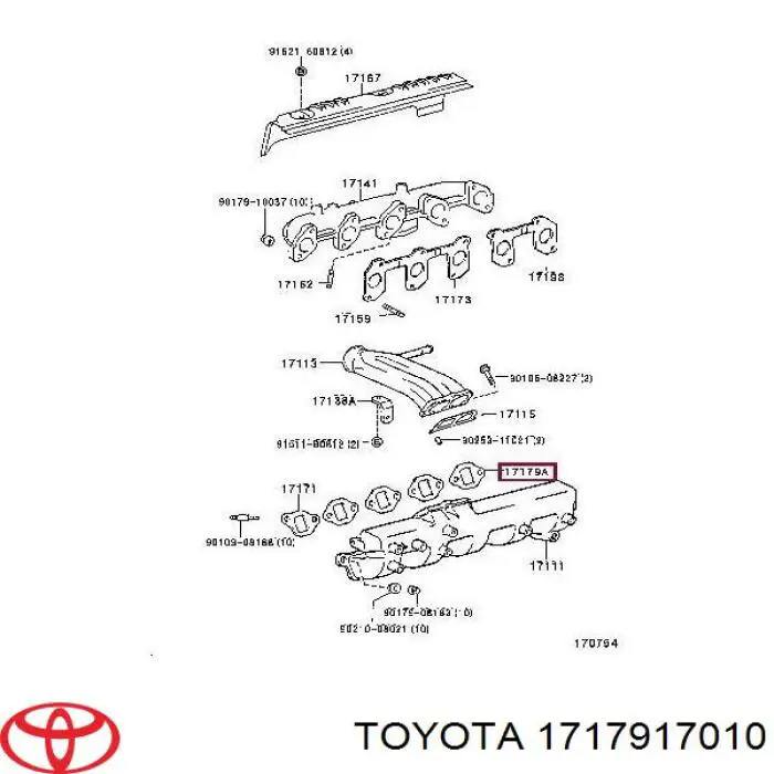 Прокладка впускного колектора, права Toyota 1717917010 ціна, від 4.57 USD