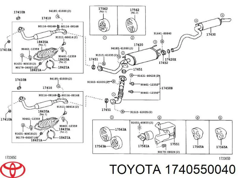 Вихлопна труба Toyota 1740550040 ціна, від 45.15 USD