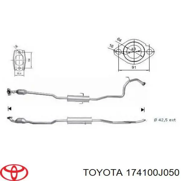 Глушник, передня частина Toyota 174100J050 ціна, від 127.88 USD