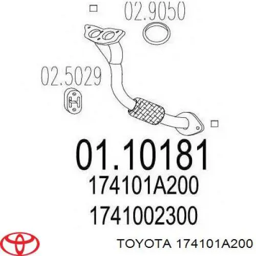 174101A200 Toyota труба приймальна (штани глушника, передня)