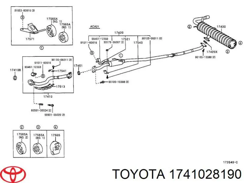 Купити 1741028190 Toyota Труба приймальна (штани) глушника, передня