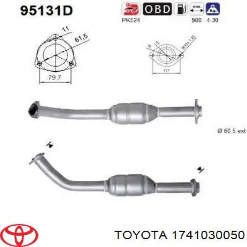 Глушник, передня частина Toyota 1741030050 ціна, від 126.41 USD