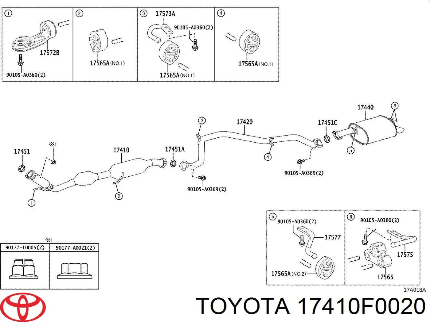 Глушник, передня частина Toyota 17410F0020 ціна, від 23.11 USD