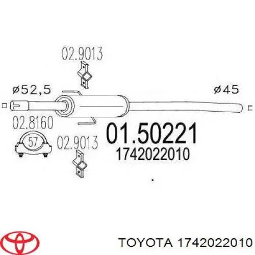 Купити 1742022010 Toyota Глушник, передня частина