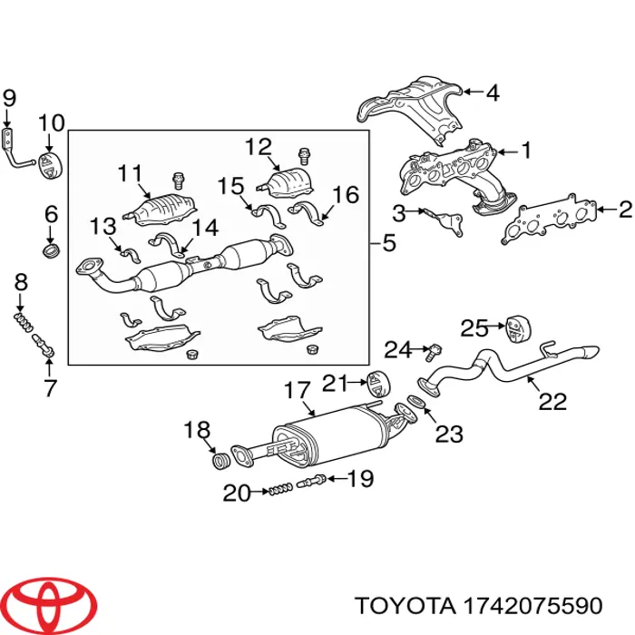 Глушник Toyota 1742075590 ціна, від 300.83 USD
