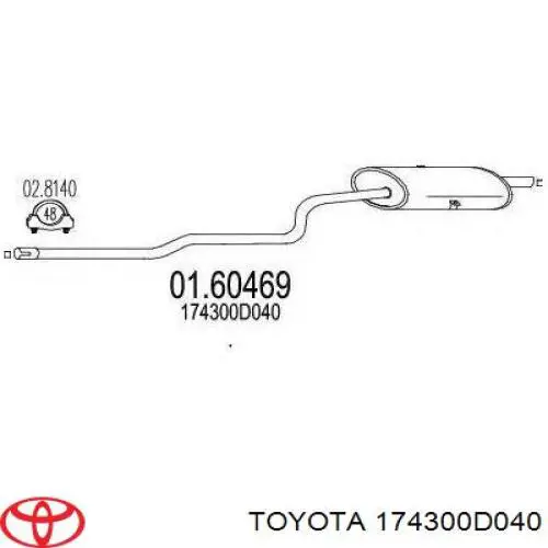 174300D040 Toyota Глушник, задня частина