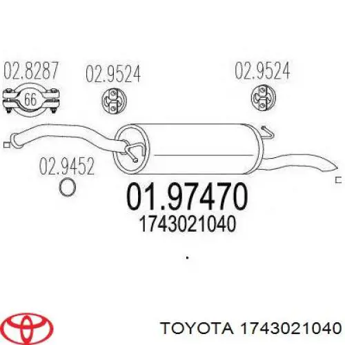 Купити 1743021040 Toyota Глушник вихлопних газів кінцевий
