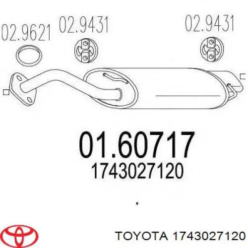1743027120 Toyota глушник, задня частина
