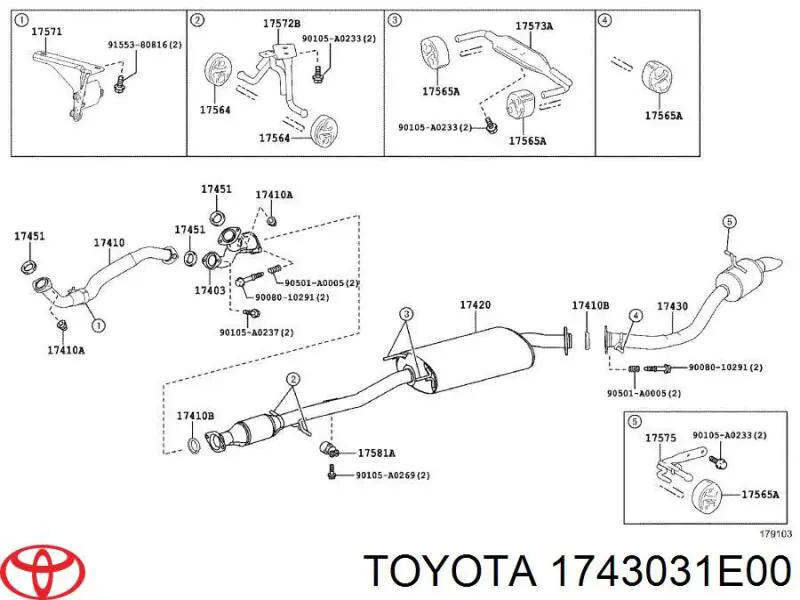 1743031E00 Toyota Глушник, задня частина