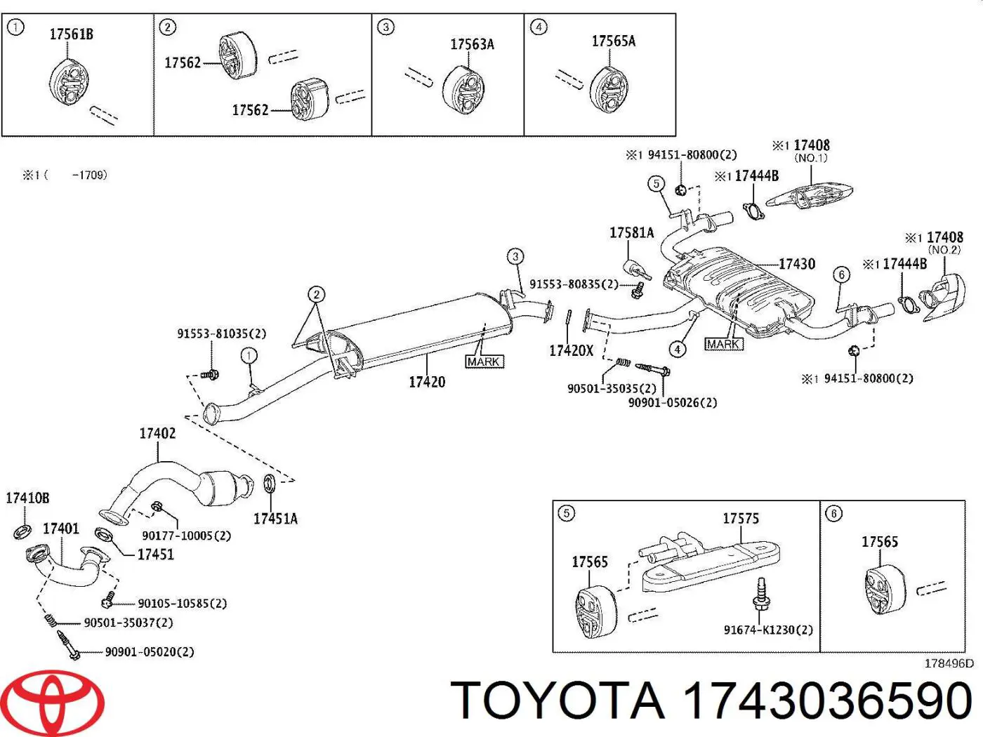 1743036590 Toyota Глушник, задня частина