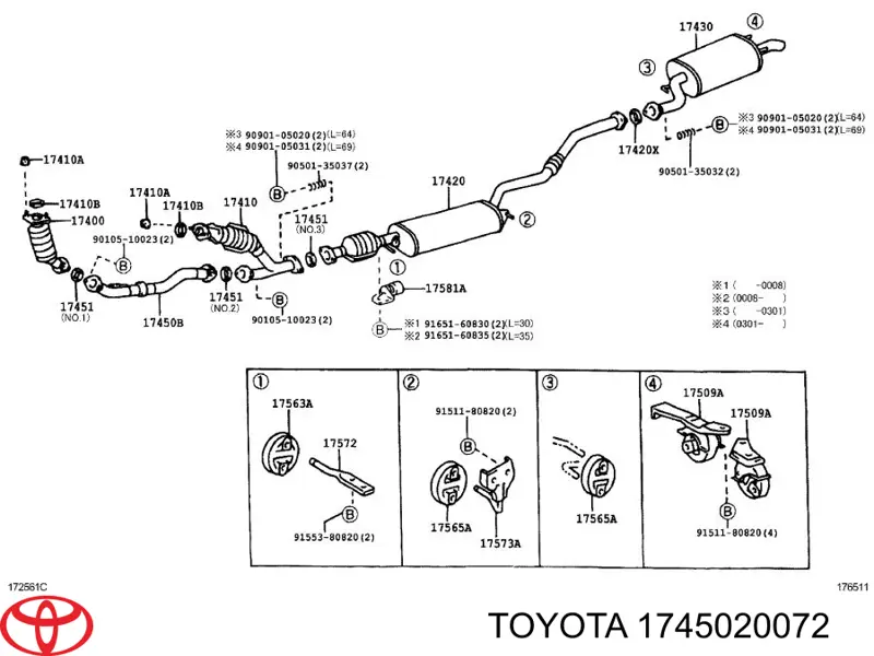 Купити 1745020072 Toyota Глушник, передня частина