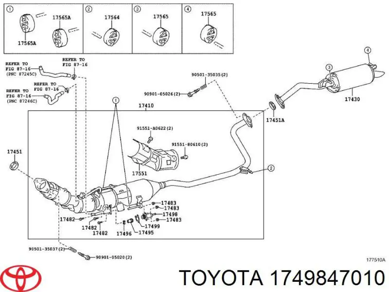  Toyota 1749847010 ціна, від  USD