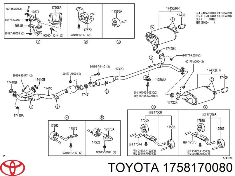 Подушка кріплення глушника Toyota 1758170080 ціна, від 81.10 USD