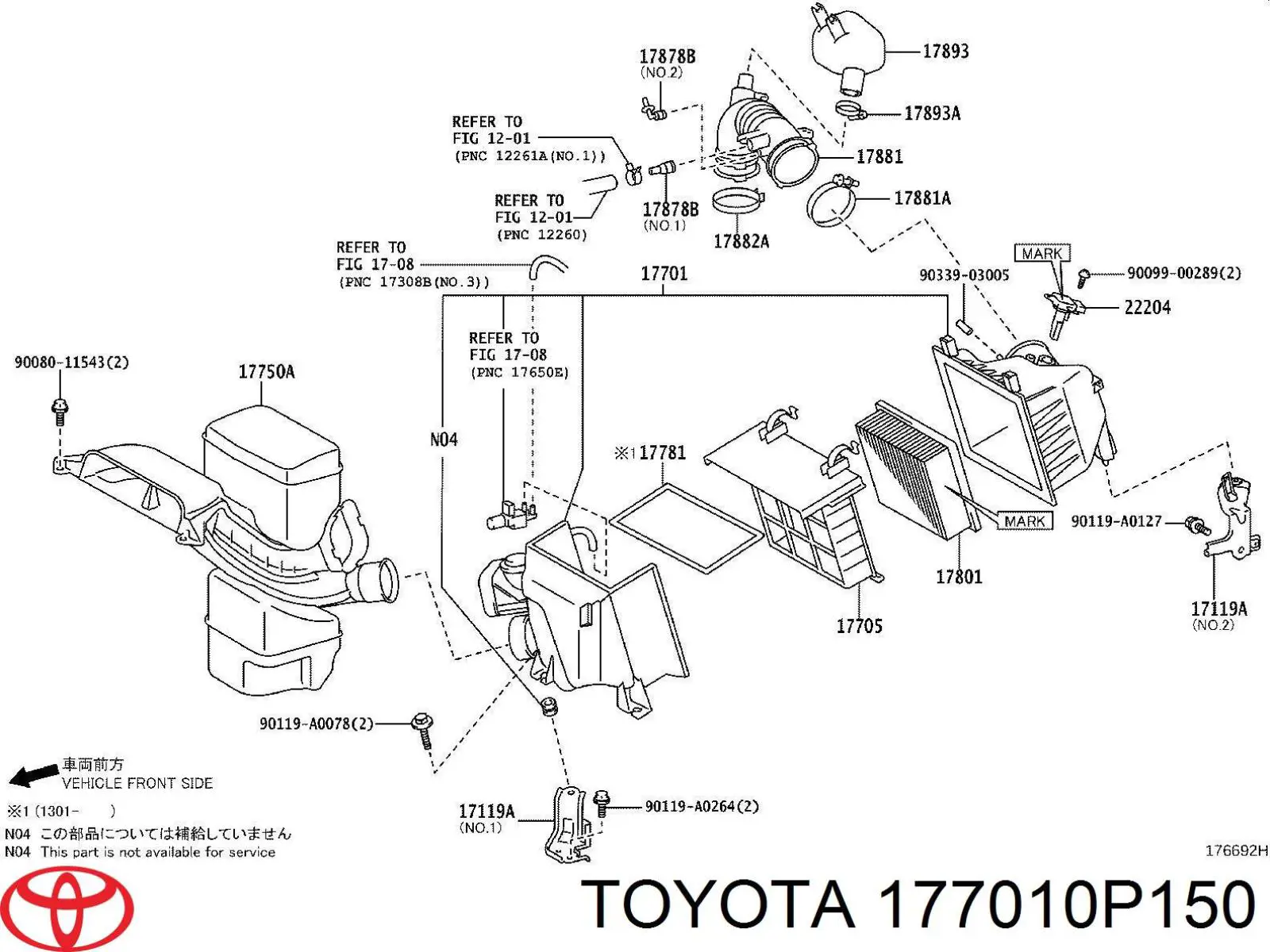 Корпус повітряного фільтра, нижня частина Toyota 177010P150 ціна, від 70.29 USD