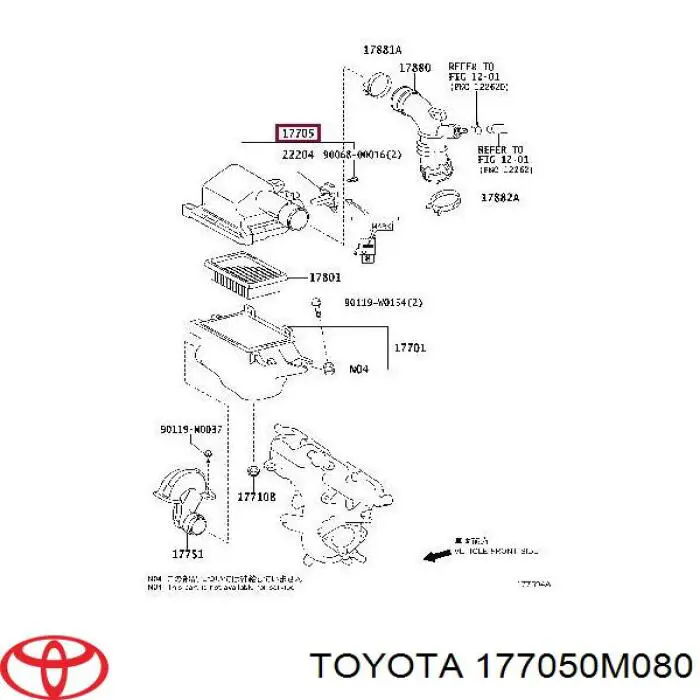 Купити 177050M080 Toyota Корпус повітряного фільтра, верхня частина