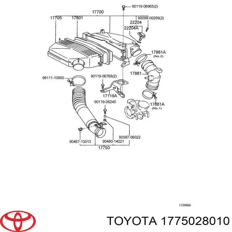 Патрубок повітряний, вхід повітряного фільтра Toyota 1775028010 ціна, від 12.67 USD