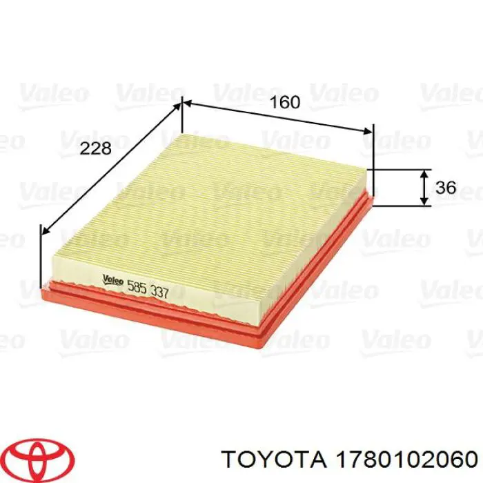 Елемент повітряного фільтра Toyota 1780102060 ціна, від 3.09 USD