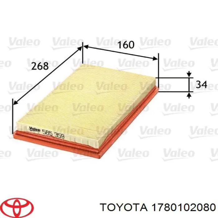Елемент повітряного фільтра Toyota 1780102080 ціна, від 4.12 USD