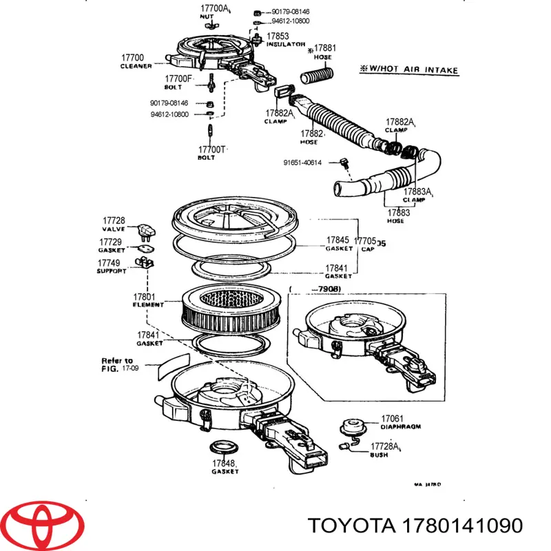 Елемент повітряного фільтра Toyota 1780141090 ціна, від 5.06 USD
