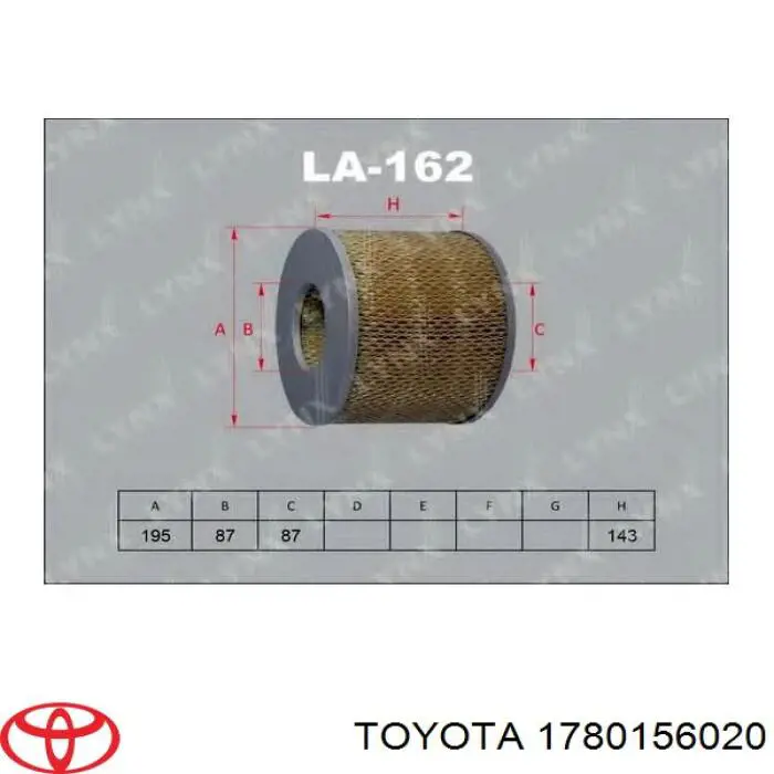 Купити 1780156020 Toyota Автомобільний фільтр повітря