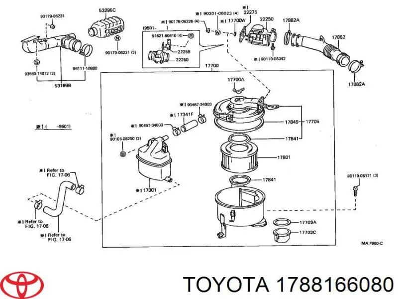 1788166080 Toyota Патрубок повітряний, вихід повітряного фільтра