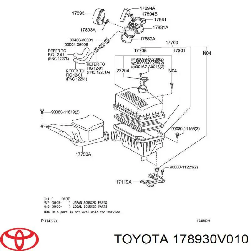Резонатор повітряного фільтра Toyota 178930V010 ціна, від 18.34 USD