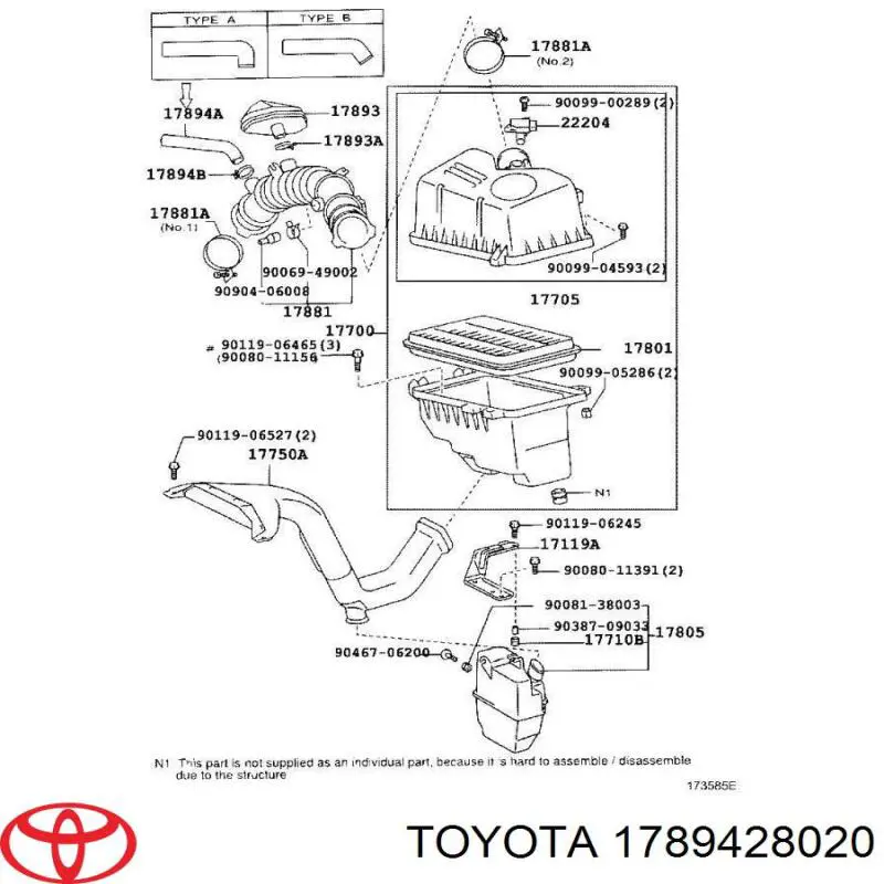 1789428020 Toyota Резонатор повітряного фільтра
