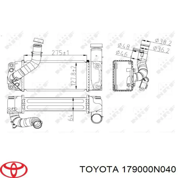 Радіатор интеркуллера 179000N040 Toyota