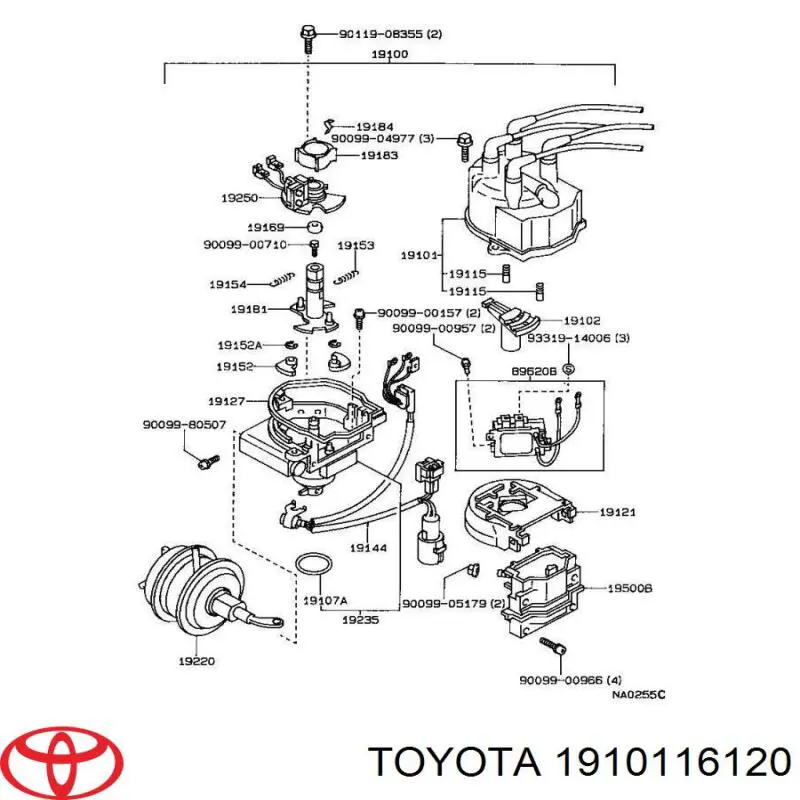 1910116120 Toyota Кришка розподільника запалювання / трамблера