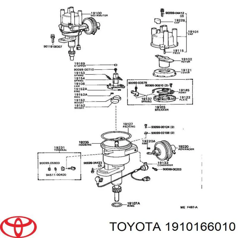 Кришка розподільника запалювання/трамблера Toyota 1910166010 ціна, від 17.57 USD